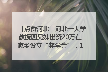 点赞河北｜河北一大学教授四兄妹出资20万在家乡设立“奖学金”，13年为320名农村学生种下“希望的种子”